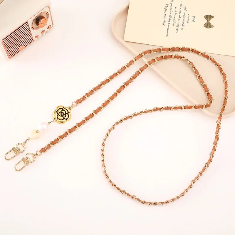 Fashion Women's Leather Crossbody Chain Luggage DIY Accessories Outdoor Convenient Pearl Phone Chain image 5