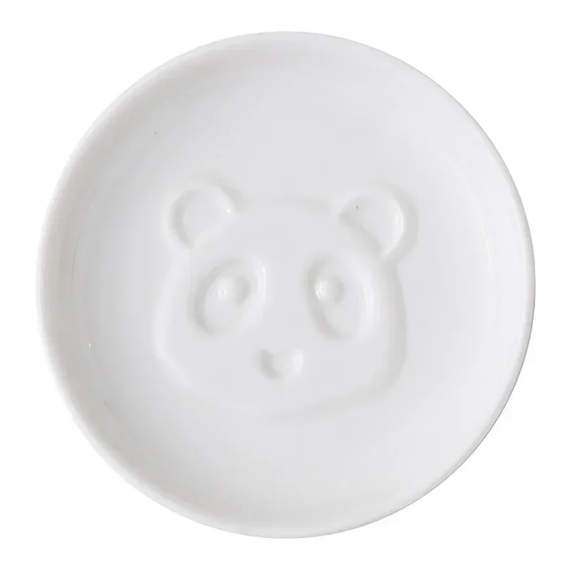 Ceramic Taste Dish Panda White Porcelain Round Small Plate Mini Soy Sauce Seasoning Saucer Tableware Household Kitchen Supplies