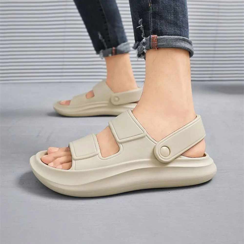 

Базовые противоскользящие тапочки из ЭВА на плоской подошве, пляжная одежда с открытым носком, шлепанцы на платформе, сандалии с защитой от запаха, мужские пляжные тапочки