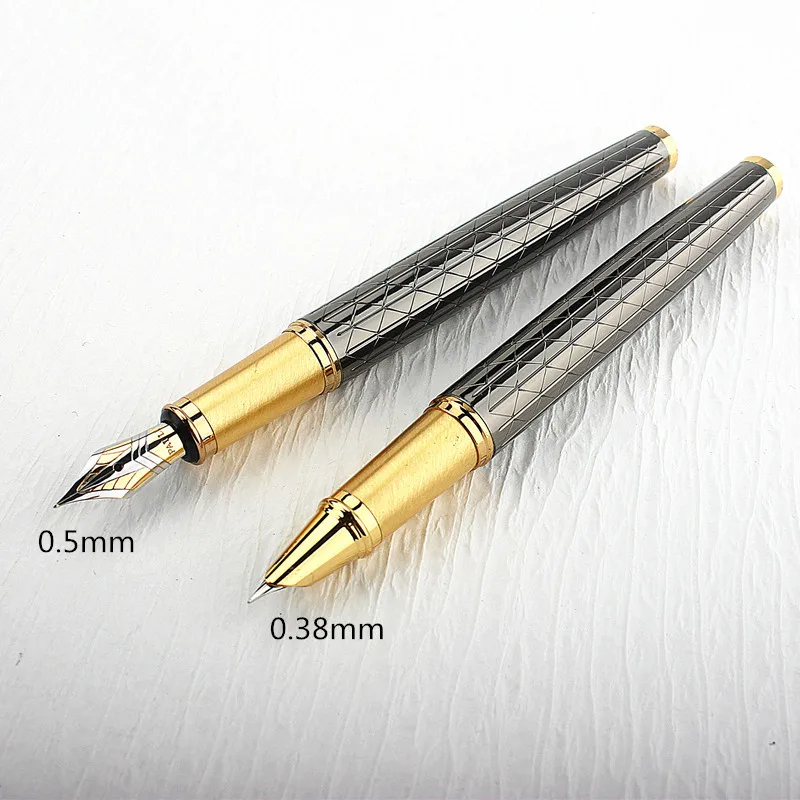 Luxury High-quality Metal Fountain Pen 0.38mm Gun Gray Stationery School Office Supplies Ink Pens