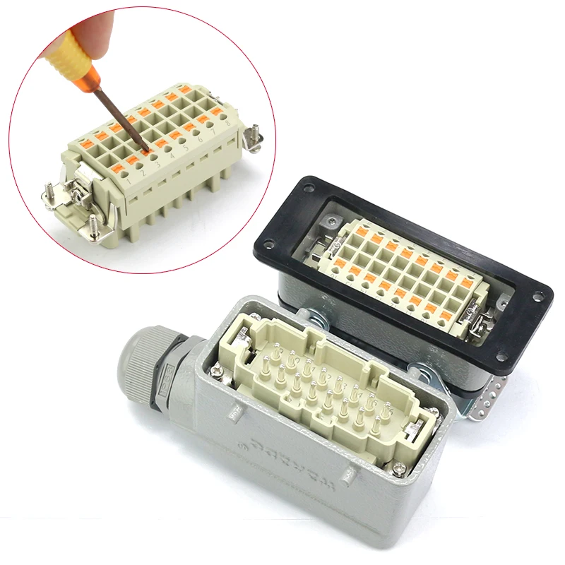 WZAZDQ Heavy Duty Connector (Shrapnel Crimp Connection) 6-10-16-24-32-48 Core Pin Industrial Waterproof Aviation Plug Socket