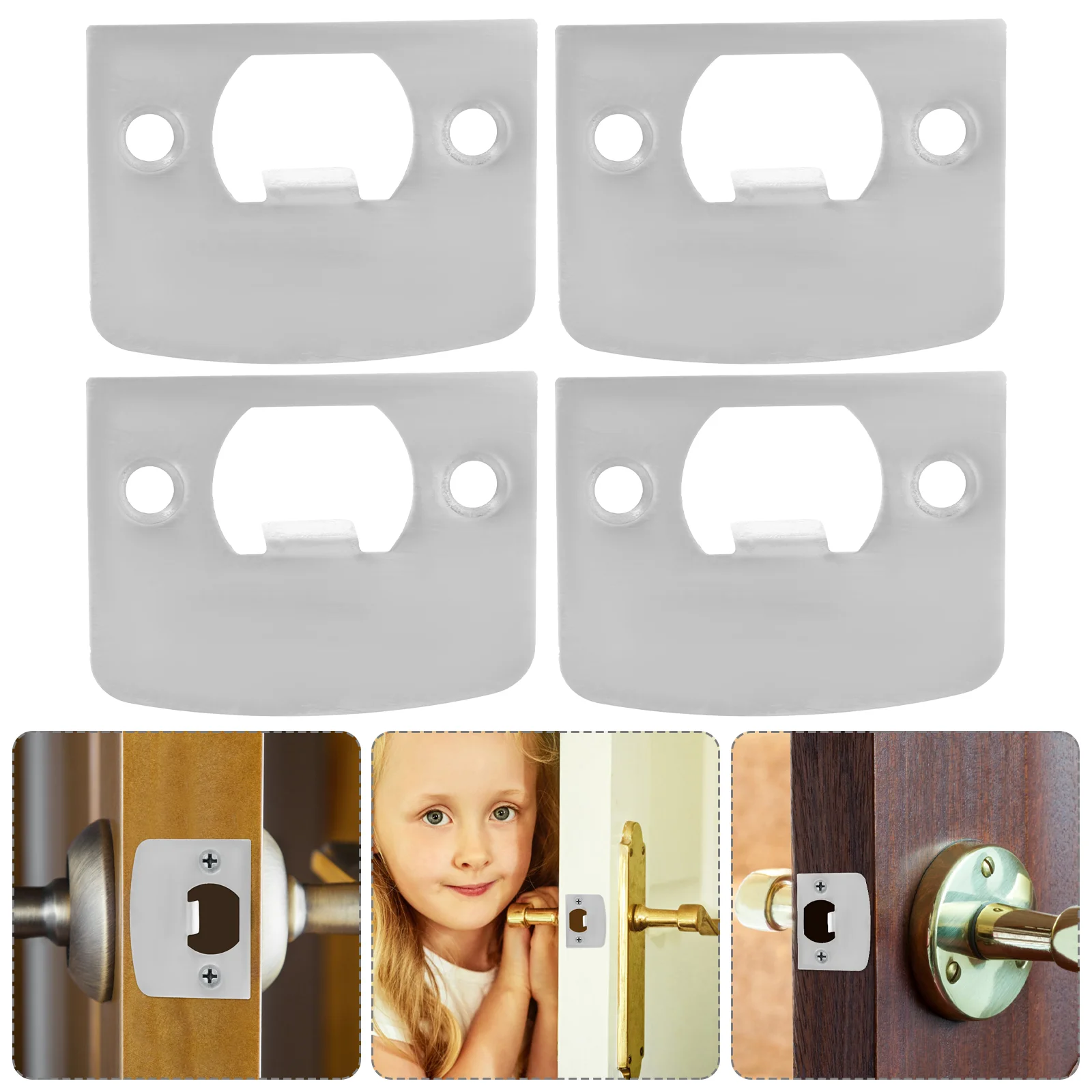 4 Pcs Cam Block Strike Plate Black Door Handle Knob Deadbolt Covers Stainless Steel Adjustable