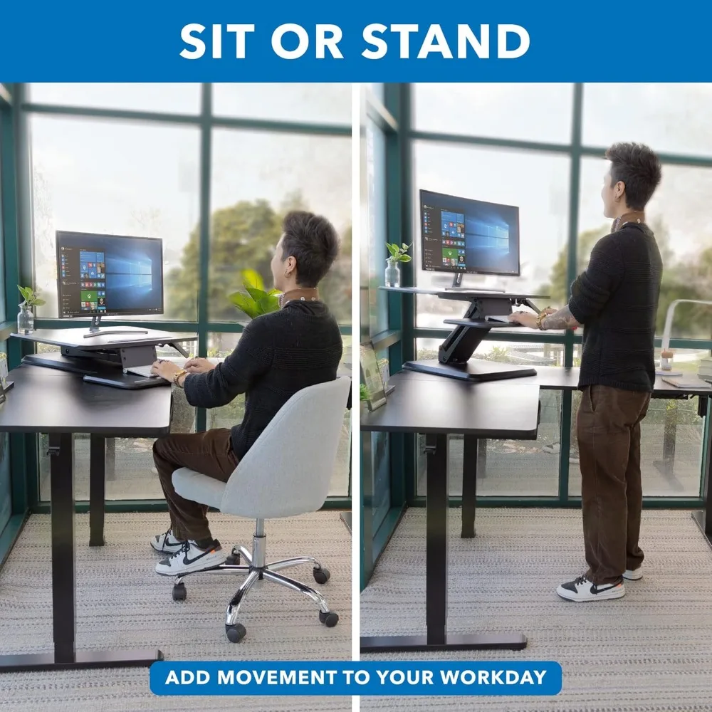 Monte-É! Conversor de mesa permanente, mesa compacta pequena ajustável para laptop de mesa de 25 polegadas - Sit to Stand Mesa ergonômica R