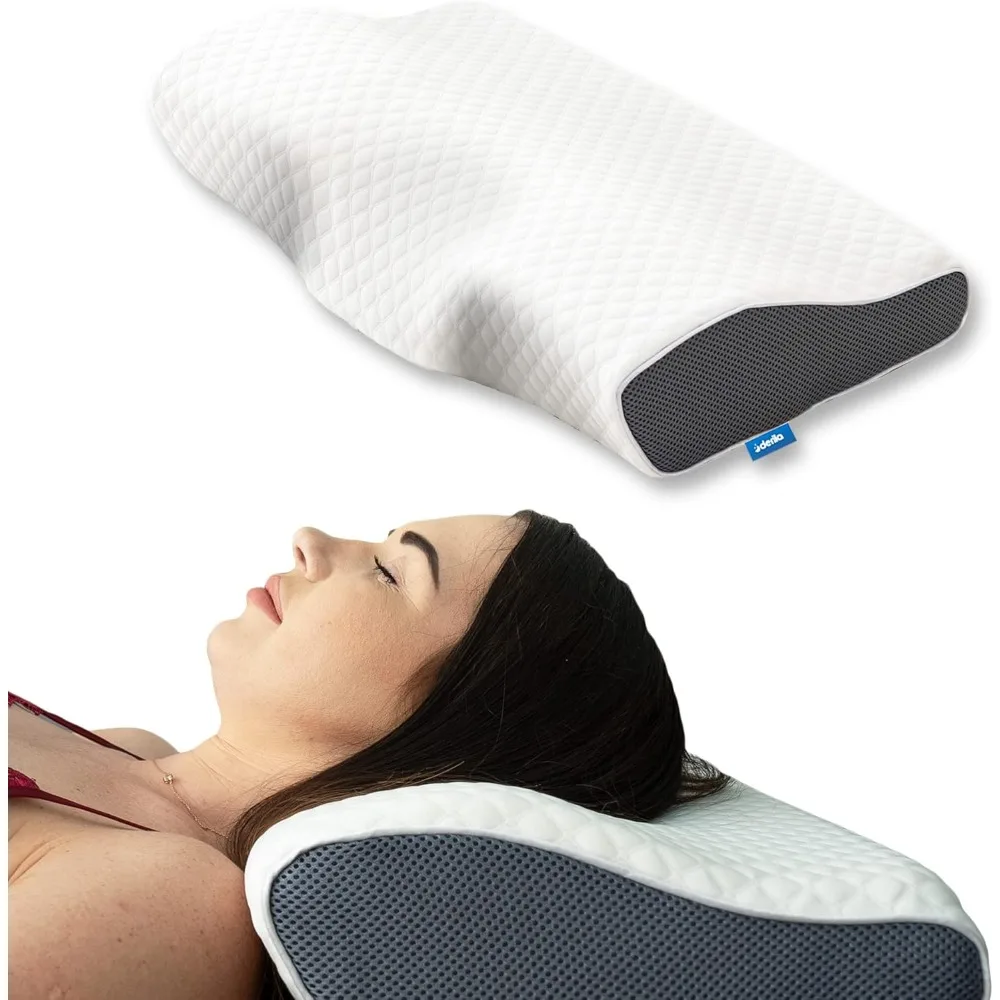 

Cervical Memory Foam Pillow | The Perfect Bed Pillows for Side, Back, Stomach Sleepers. Neck Contoured Support Improves Sleep