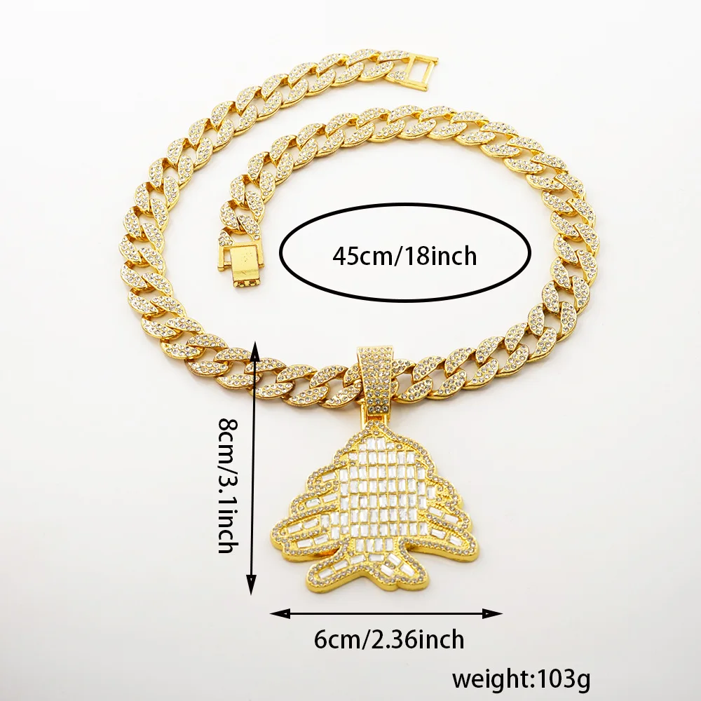 DIY accessories European and American fashion alloy colored square rock sugar diamond creative Christmas tree pendant men's nich