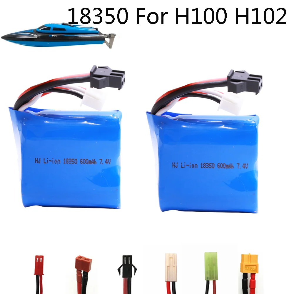 7.4v 600mAh 2 S Li-Ion batteria SM/JST/T/EL-2P Spina per H100 H102 18350 7.4v Li-Ion Batteria per S1 S2 S3 S4 S5 di Alta Velocità della barca del RC