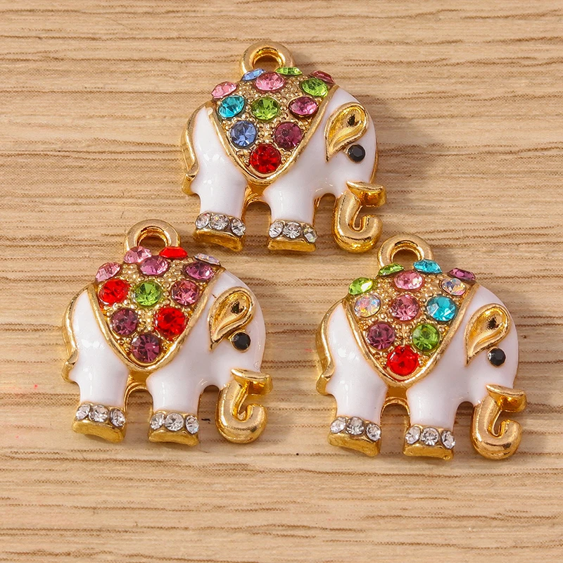 10 Stück 15x18mm Niedliche Emaille-Tieranhänger Bunte Kristall-Elefanten-Anhänger für Schmuckherstellung Ohrringe Halskette DIY Geschenke – Detail 8