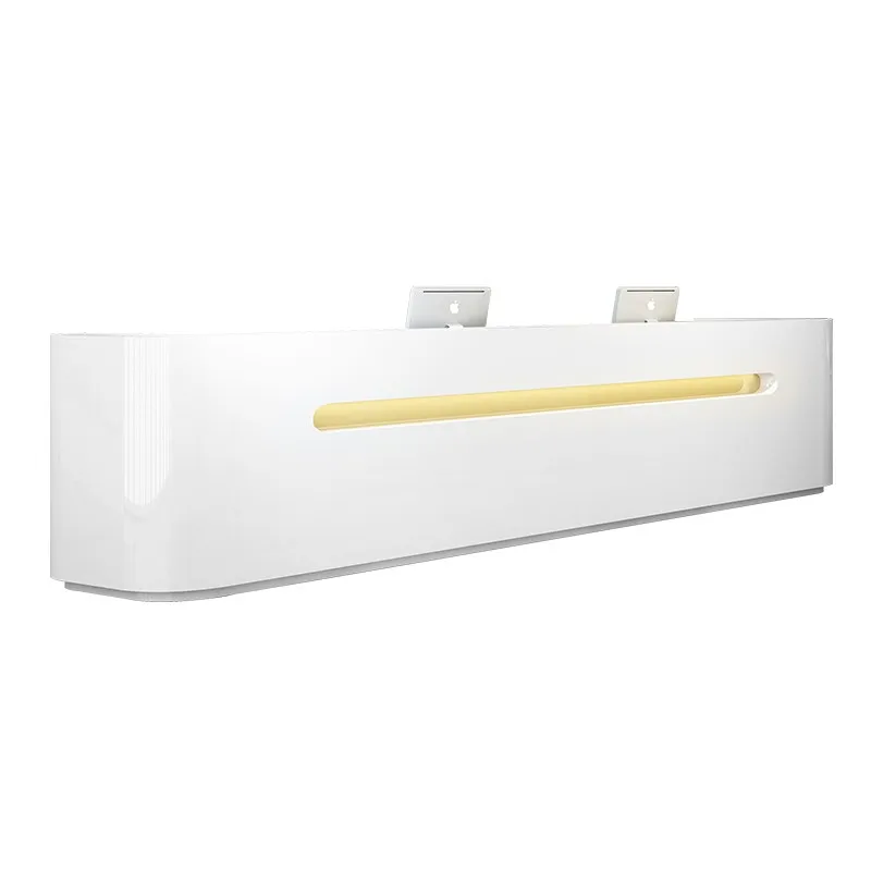 The company reception desk is a minimalist and modern creative curved paint baking service desk