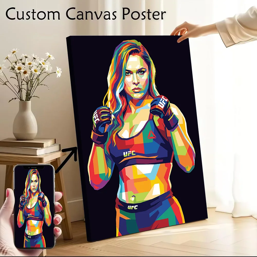 Ronda Rousey Pop Art Portrait Canvas Poster Customizable Pictures Wall Art Canvas Painting for Interior Decoration Room Decor
