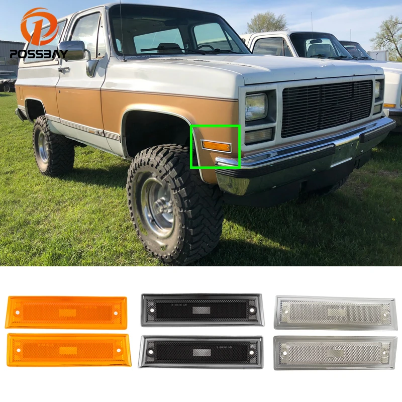 1 Pair Car Front Side Marker Lights Cap Warning Lamp Cover Parts for GMC Chevrolet Suburban Pickup Jimmy Blazer Fullsize R/V