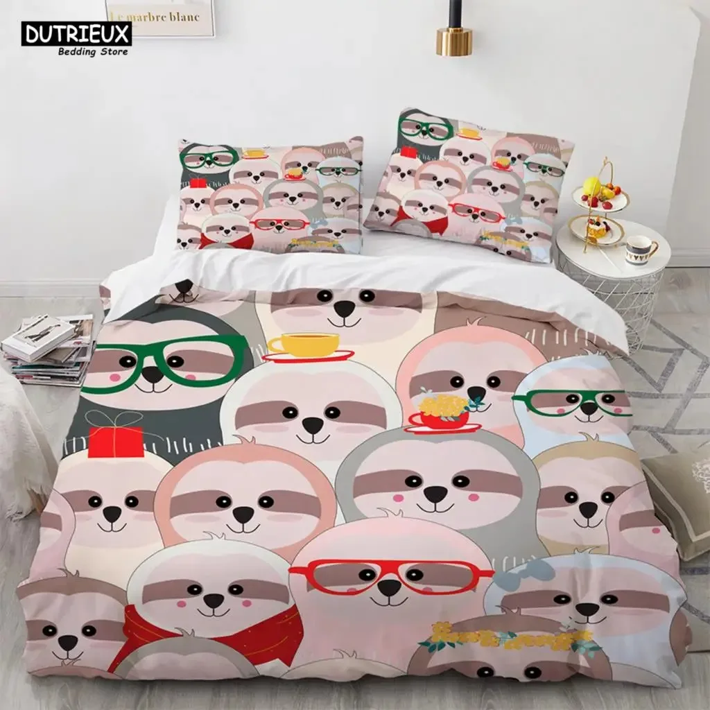 

Lovely Cartoon Sloth Light Green Comfortable Duvet Quilt Cover Pillowcase Bedding Set Children Bedroom Decoration Home Textile
