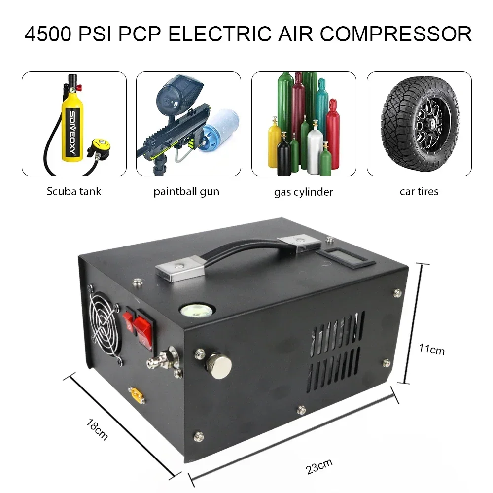 Factory Direct 12V/110V/220V Portable 4500psi 300 bar Pcp Pump Mini Car Pump Electric Air Compressor With Transformer