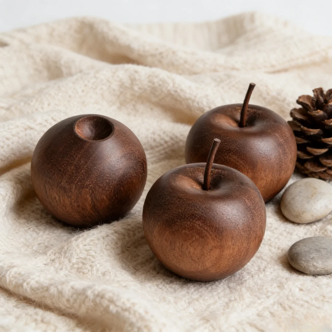 3pcs/2pcs/1pc Elegant Wooden Oil Diffuser - Xmas Apple Essential Oils Burners Decor for Car/Bedroom/Bathroom, Christmas Gifts