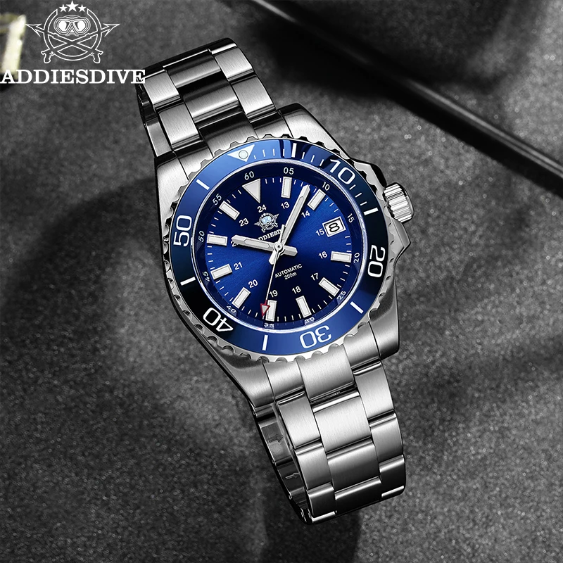 

ADDIESDIVE New Automatic Watch Men Sapphire Diving 8215 Mechanical Wristwatch Ceramic Bezel 200m Waterproof Divers Watch