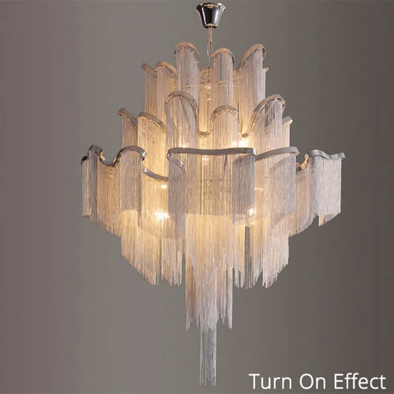 

LED post-modern tassel chandelier duplex building loft apartment chandelier Italian villa living room staircase light luxury