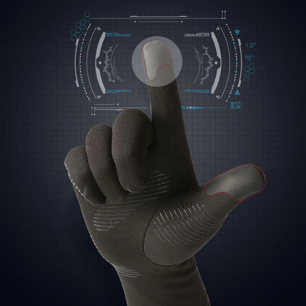 

1Pair Windproof Anti-Slip Gloves with Silicone Grip Waterproof Warm Finger Gloves for Cold Weather Cycling Running Touchscreen