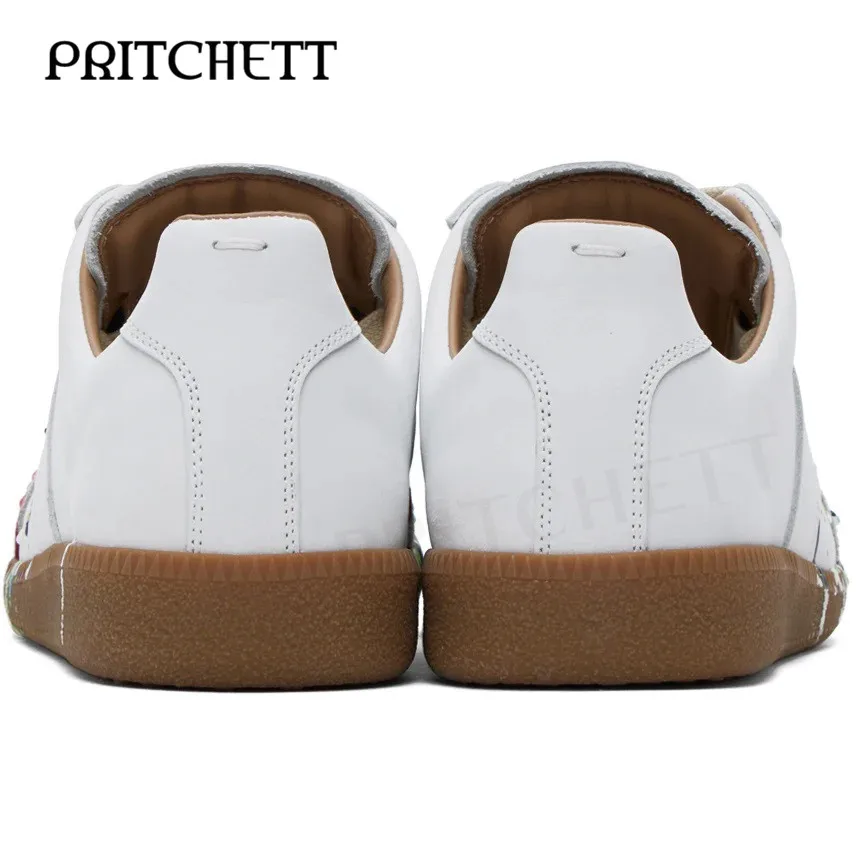 White Paint Replica Sneakers Fashion Block Color Color Paint Decoration Lace-Up Casual Shoes Slip-On Comfortable S Shoes for Men