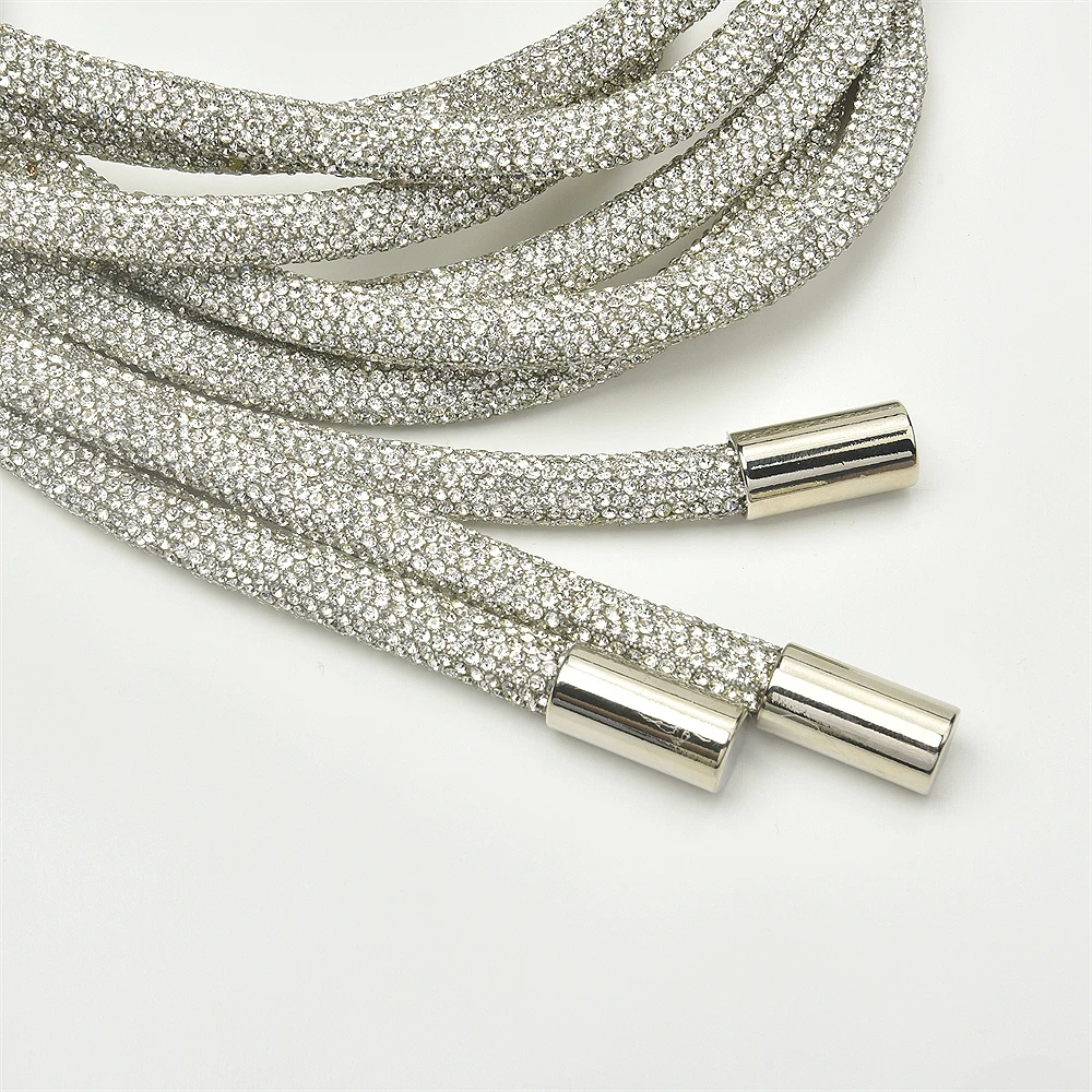 100cm/120cm Rhinestone Cotton Rope Luxury 9mm Diamond Cord Trimming DIY Jewelry Bracelet Necklace Shoelaces String Bags Belt