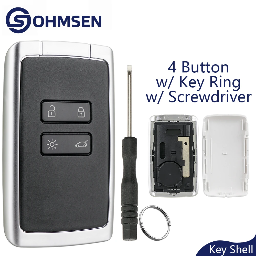 

Remote Key Card Fob Case Shell 4 Button for Renault Koleos Kadjar Megane Talisman Espace Captur Clio Megane Dacia Sandero Duster