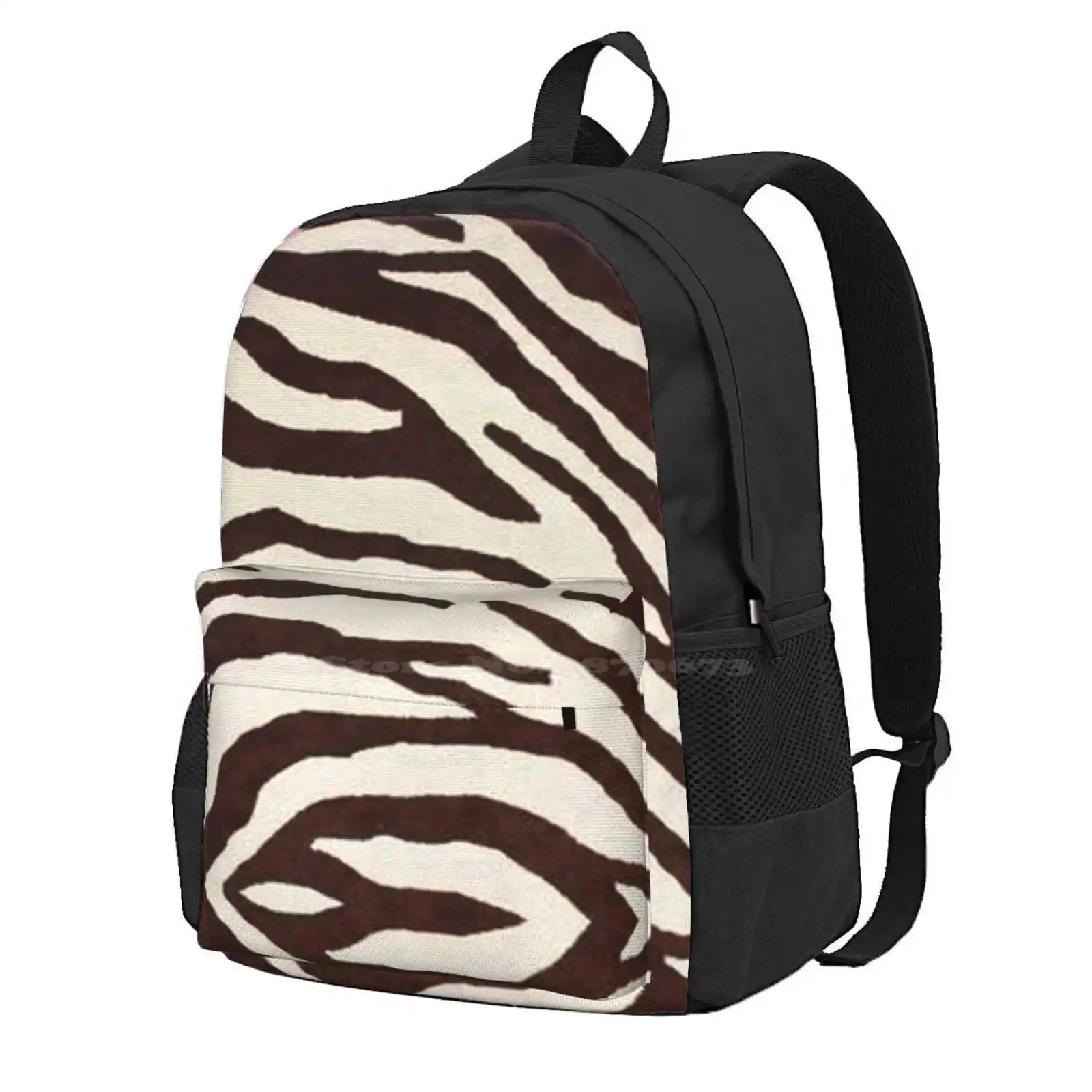 Brown Zebra Print Hot Sale Schoolbag Backpack Fashion Bags Zebra Pattern Tiger Animals Leopard Nature Beige Cool Gold Blue