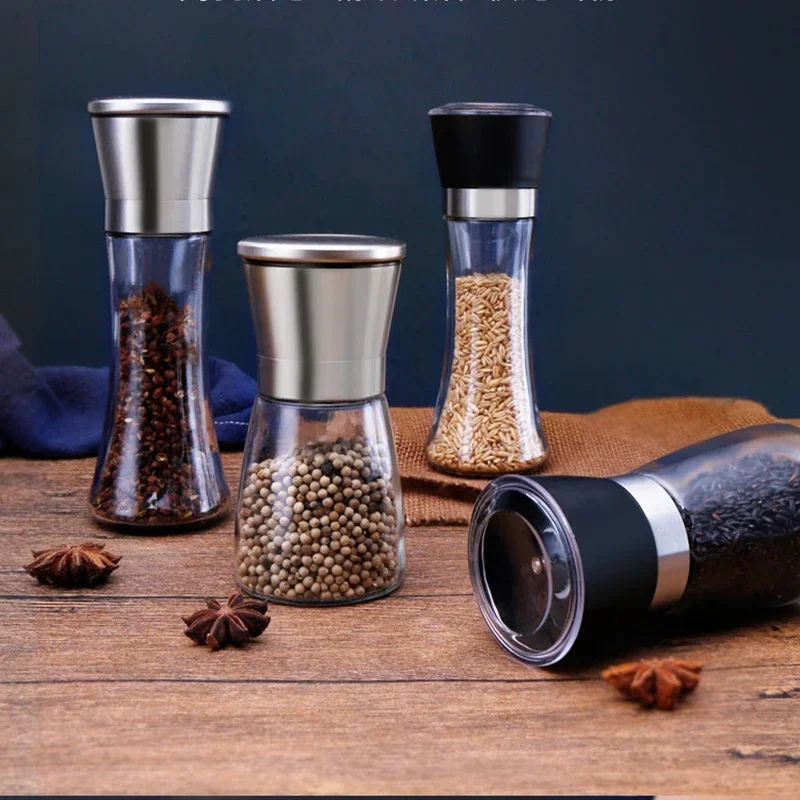 Kitchen Grinders Salt and Pepper Refillable Stainless Steel Spice Grinder Pepper Shakers Adjustable Coarseness Mills Gadgets