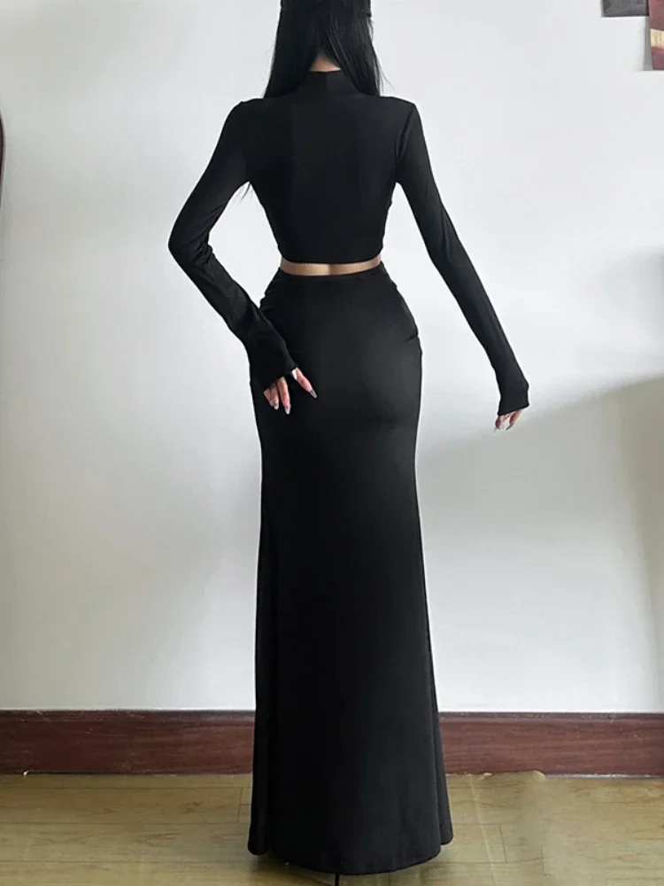 2025 wysokiej talii solidna seksowna damska długie spódnice Y2k estetyczna wiosna plisowana spódnica w stylu Harajuku Streetwear Bodycon wróżka Grunge Faldas