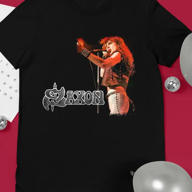Saxon Band Album T-shirt Black Short Sleeve All Size S to 5XL