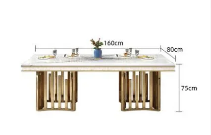 

Sets Modern Design Rectangular Dining Table Kitchen Table Chair Gold Stainless Steel