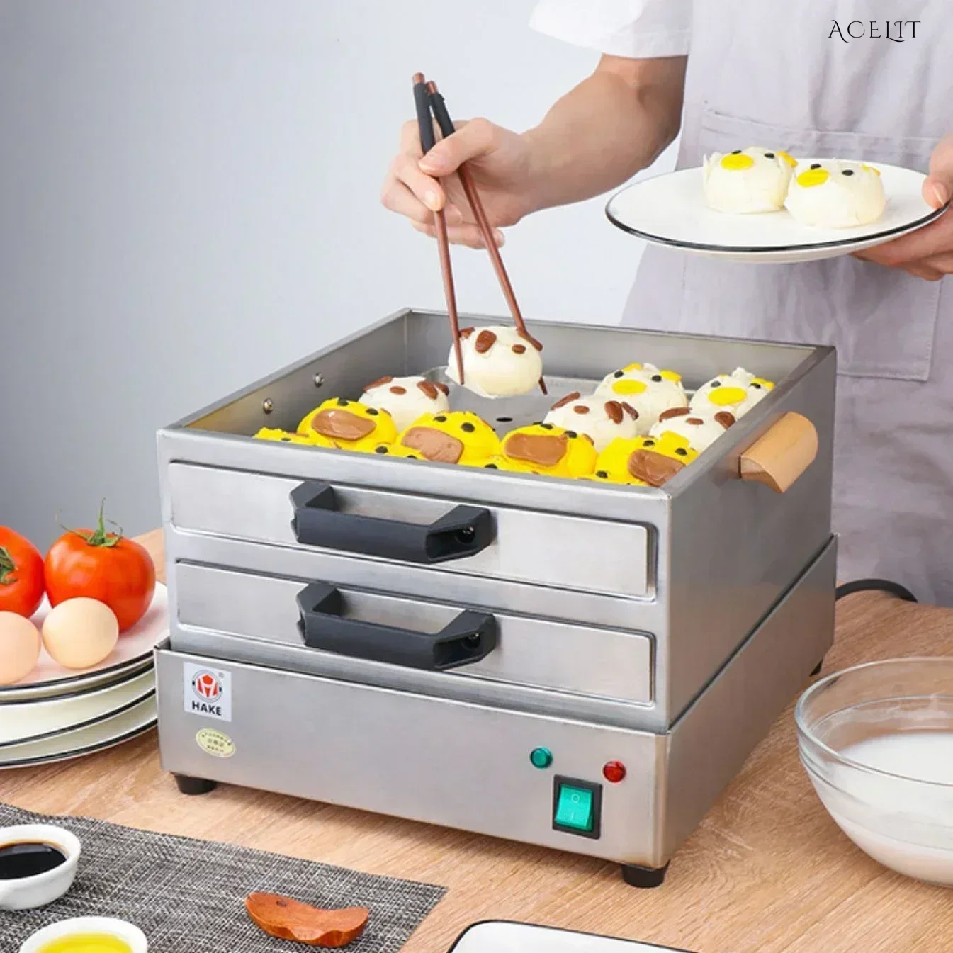 

Small household rice noodle roll machine/electric breakfast steamer. 304 stainless steel. Drawer style.