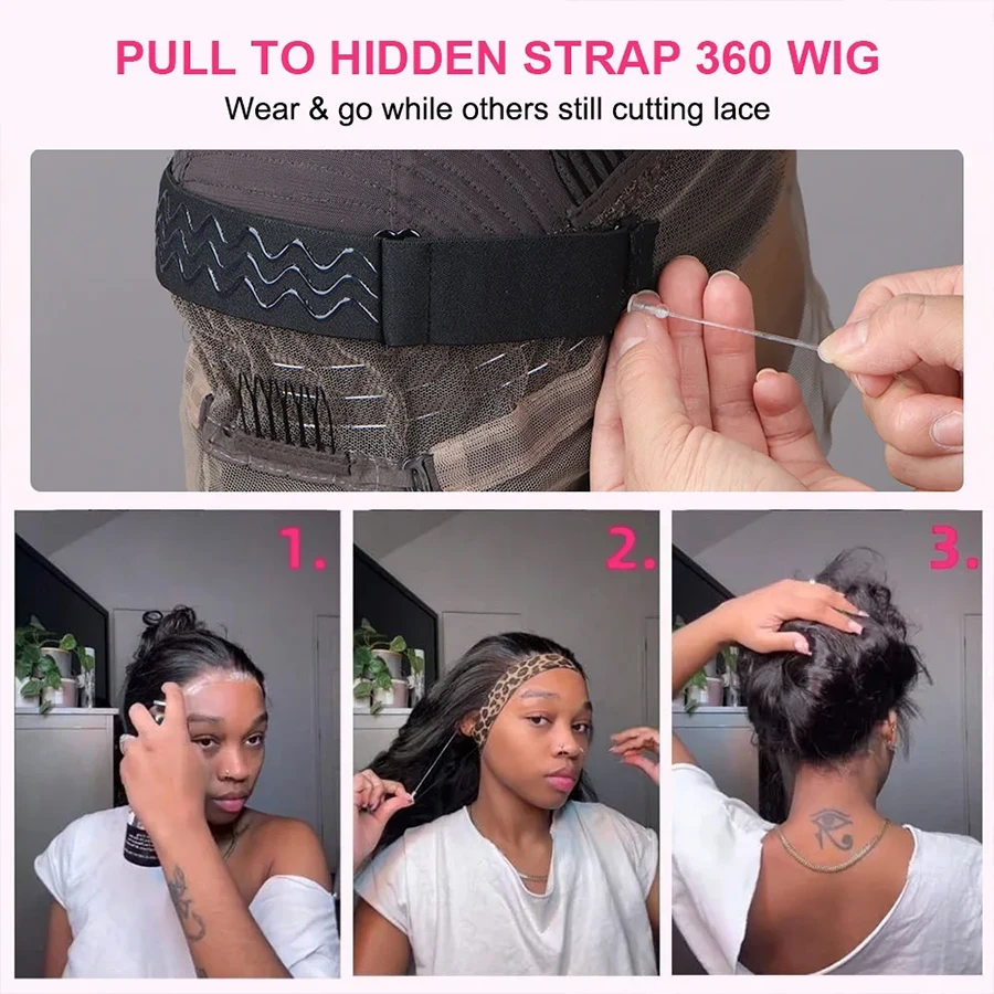 360 Full Lace Wig Invisible Drawstring Kinky Straight Frontal Wig Human Hair Wigs HD Lace Front Wig 220 Density 30Inch Glueless image 5