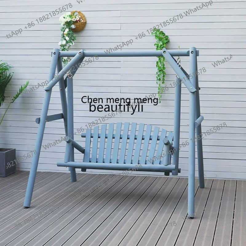 

ss7304 Solid Wood to Swing Courtyard Leisure Wooden Glider Villa Terrace Garden Double Adult Rocking Chair