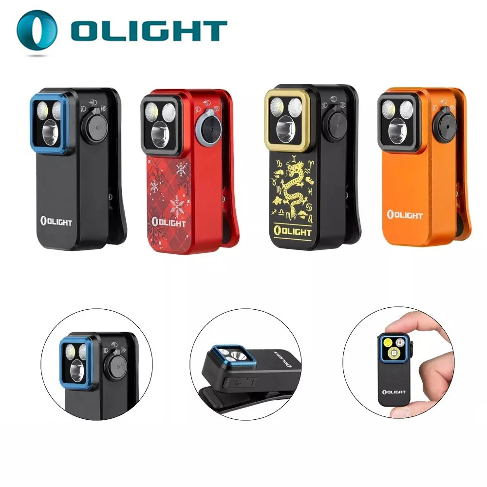 New Olight Oclip Pro Clip on Flashlight with Floodlight Spotlight and Red Light