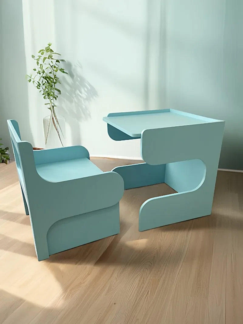 Multifunctional Solid Wood Kids Desk and Chair Set Baby Game and Learning Table Study Station for Children Room Furniture - view 4