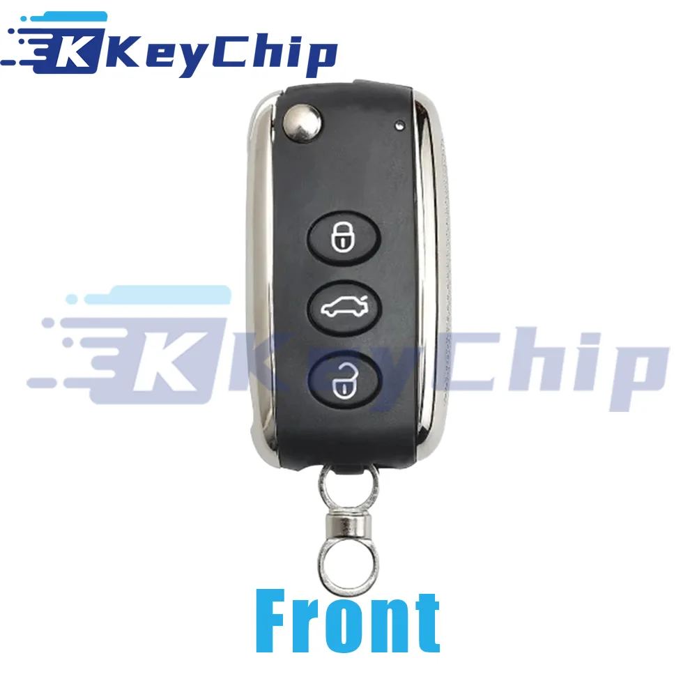 KeyChip For Bentley Continental GT Flying Spur 2005-2013 3 Buttons Flip Keyless Car Key 315/433 MHz 46 Chip Kessy Green Light