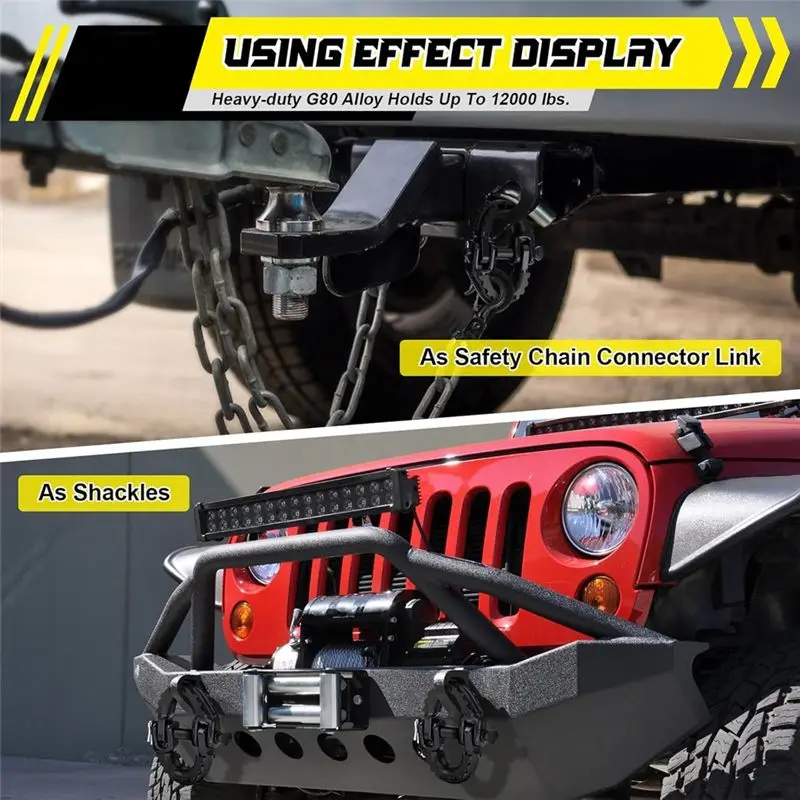 【Доставка в пределах зединителя безопасной цепи, соединительное звено для буксирного сцепного устройства Hammerlock 1/2 дюйма, комплект из 2 соединителей буксирной цепи из легированной стали G80