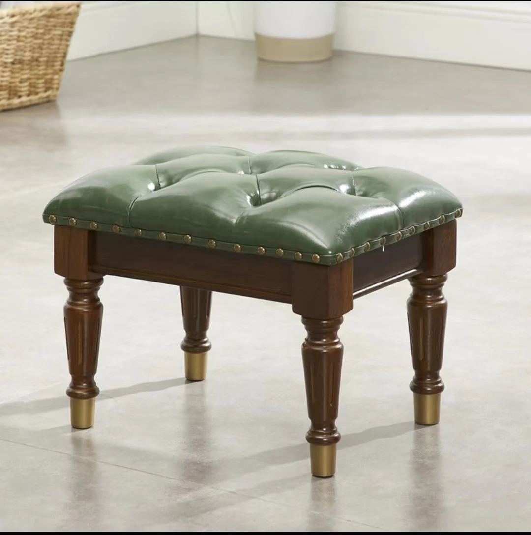 American solid wood children's shoe leather seat pier living room coffee table stool sofa household