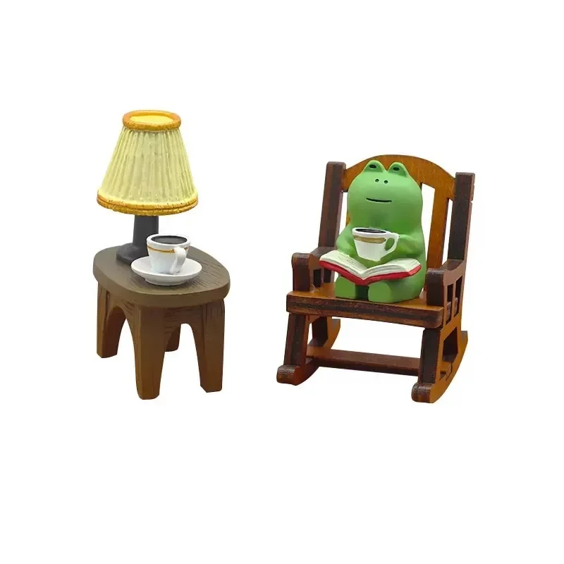 Cartoon Cute Frog Rocking Chair Table Lamp Car Ornament Miniatures Figurines Accessories Office Desktop Crafts Home Decor Toys