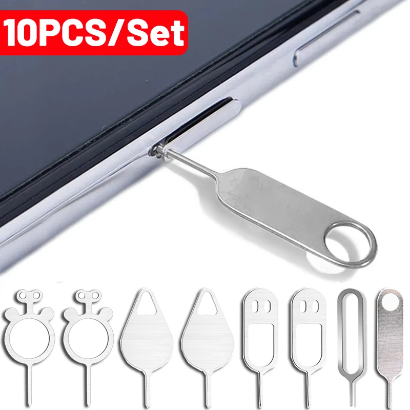 10Pcs SIM Card Removal Needle Pins Pry Eject Sim Card Tray Open Needle Pin for iPhone Samsung Xiaomi Redmi Micro Sd Card Tool