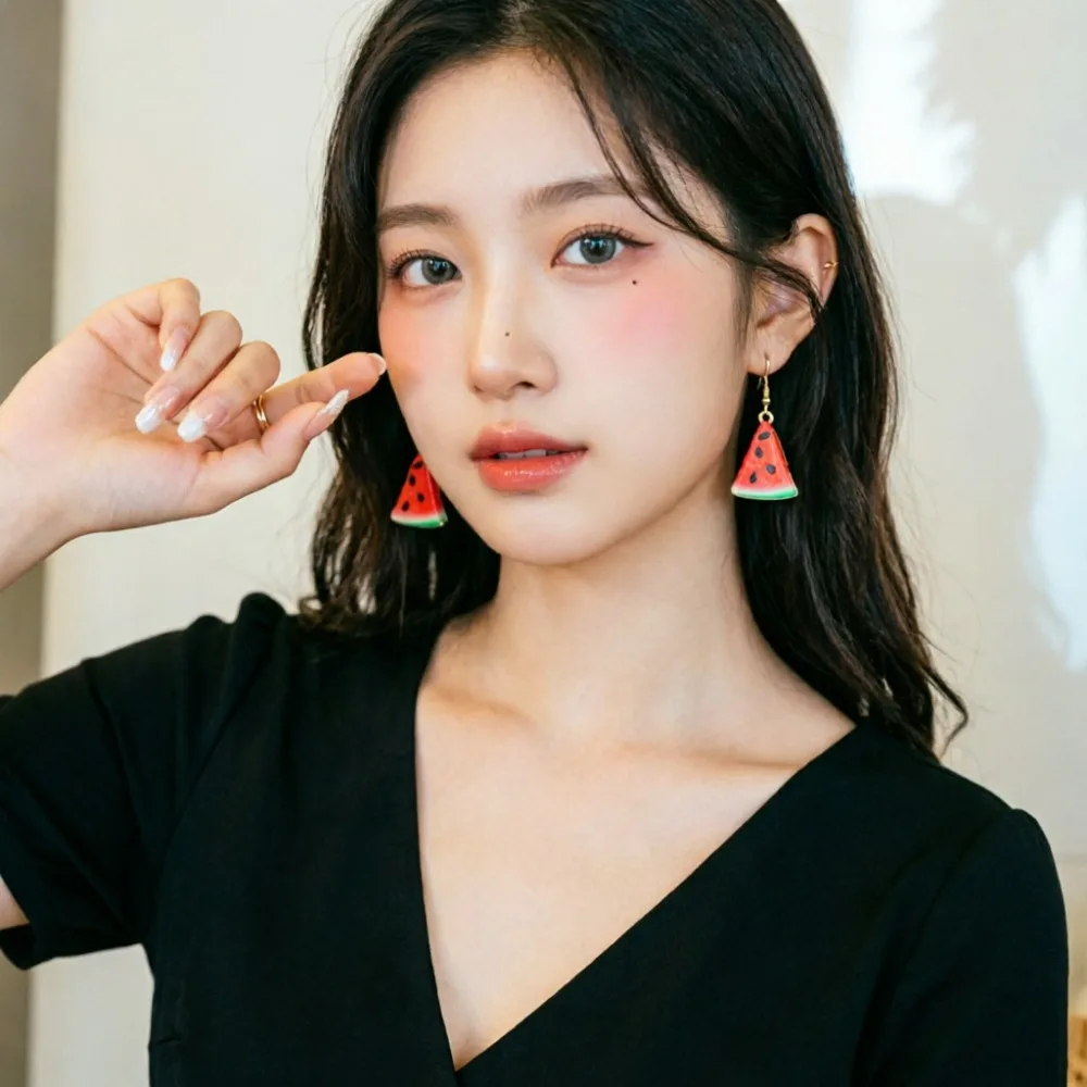 FSUNION Tomato Strawberry Watermelon TangerinePineapple Cucumber Slice Design Dangle Earrings Cute StyleTrendy Female Gifts
