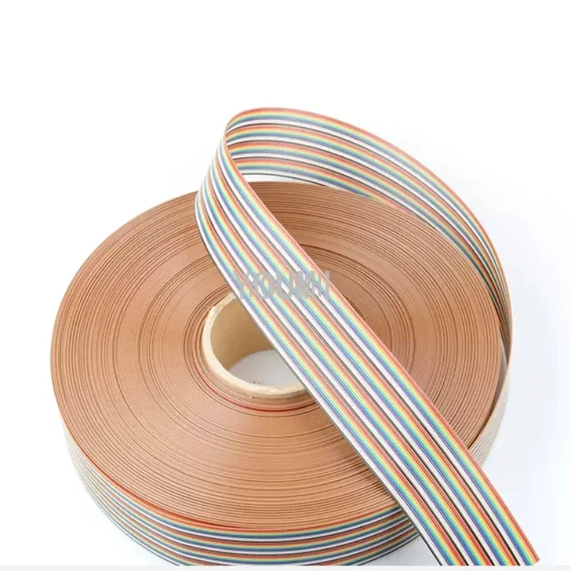 1Meter 6P/8P/10P/12P/14P/16P/34P/40P/60P 1.27mm PITCH Color Flat Ribbon Cable Rainbow DuPont Wire for FC 1.27 Dupont Connector