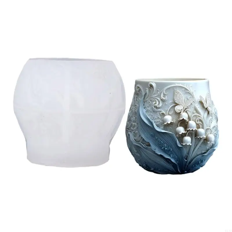 91AF Sturdy Floral Butterfly Planter Silicone Mold Handmade Resin Concrete Cement Casting Art Crafts