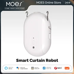 MOES Tuya ZigBee Smart Electric Curtain Robot Timing Auto Opener Closer Light Sensor App Remote Control Support Alexa GoogleHome