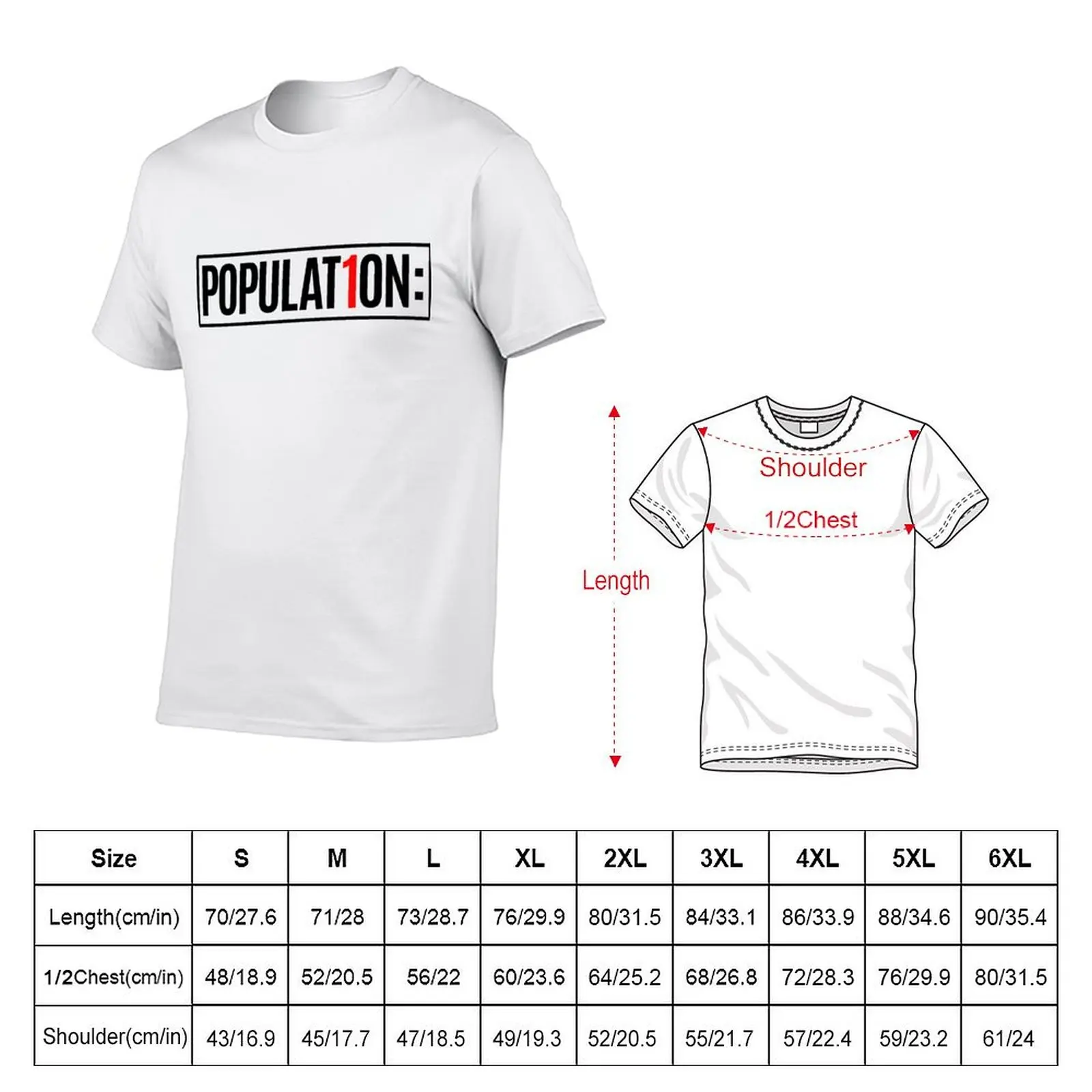 POPULATION T-Shirt Casual Simple Design Short Sleeve Shirt