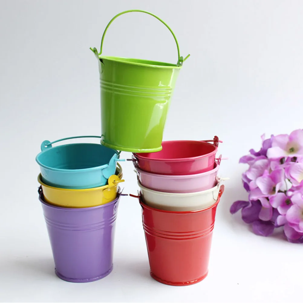 

20Pcs Mini Tinplate Buckets Cute Candy Colored Flower Pots for Gardening Party Supplies Home Decor Mini Iron Bucket