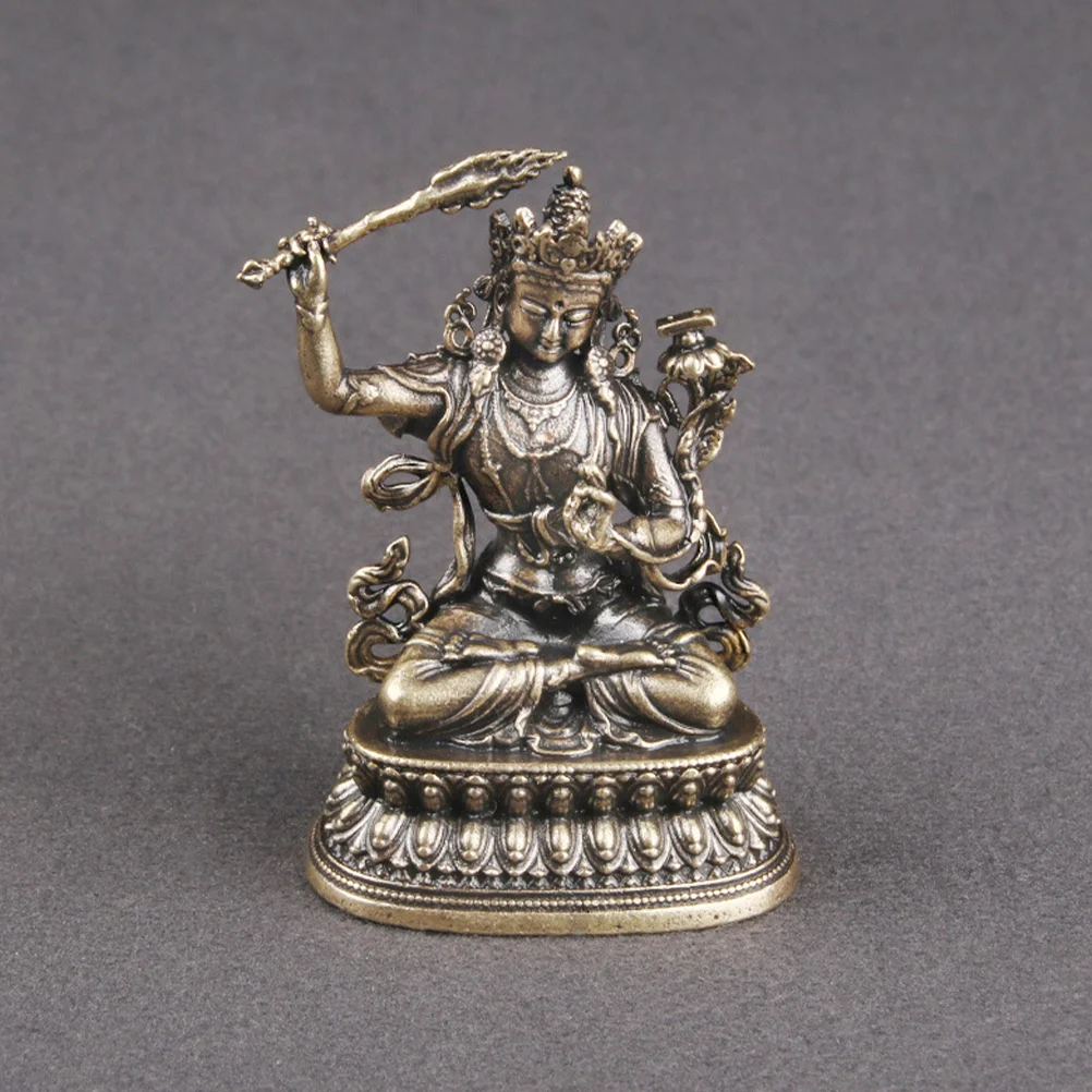 Manjushri Bodhisattva Ornaments Brass Craft Statue Crafts Decor for Home Buddha Figurines Sculpture Retro Shaped