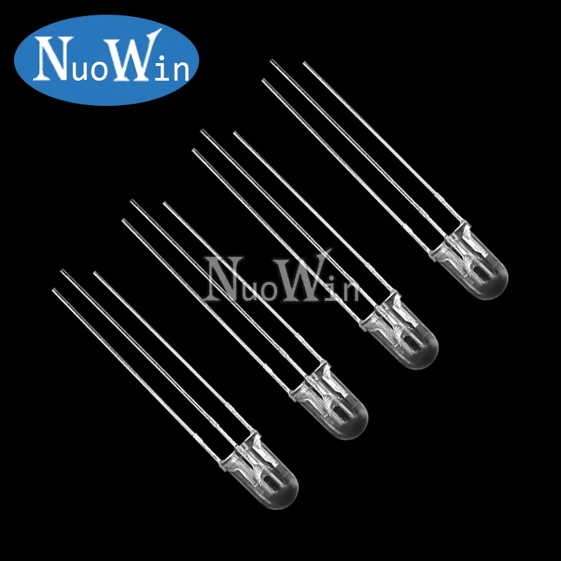 50pcs/lot 5MM Round Clear / Fog Two Colors Common Anode / Cathode LED Red & Green / Blue Bi-Color 3 Pins Light Emitting Diode