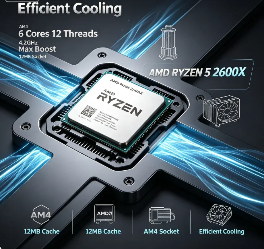 new-stock-amd-r5-2600x-6-cores-12-threads-42ghz-boost-compatible-a320-b450-x470-motherboard-diy-gaming-processor-no-fan