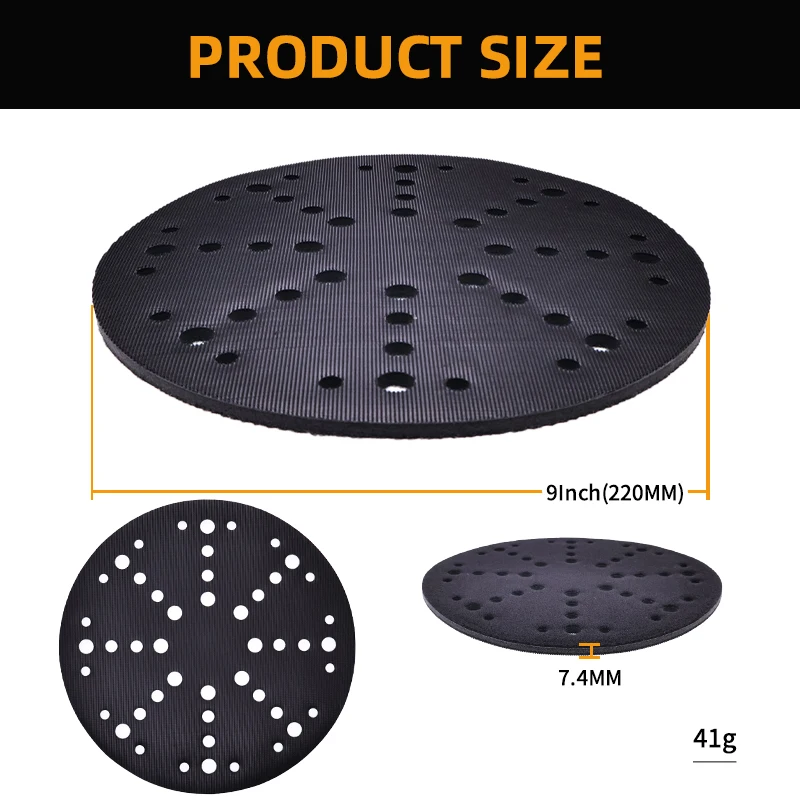 9Inch 220MM Soft Interface Pad Kit 2Pcs Thickness 7.4MM for Sanding Pads Protective Cushion Drywall Sander Backing Pads Buffer