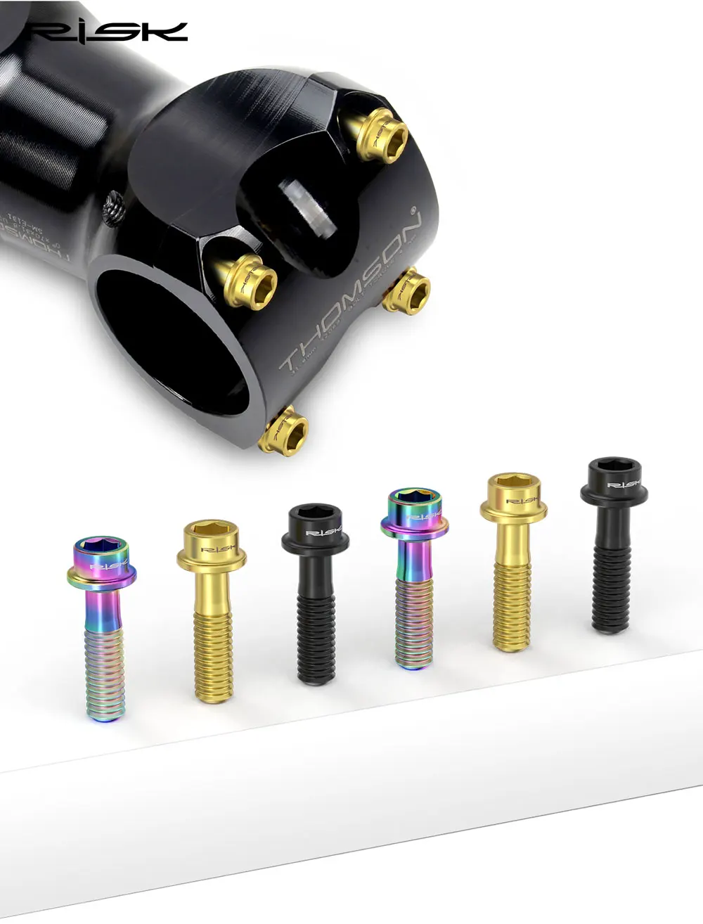 Risiko Titan Spindel schrauben 6 Stück m5x16mm m5x18mm Titan legierung Fahrrads chaft Schrauben bunte Fahrrads chaft MTB Bolzen Fahrrad zubehör – Detail 6