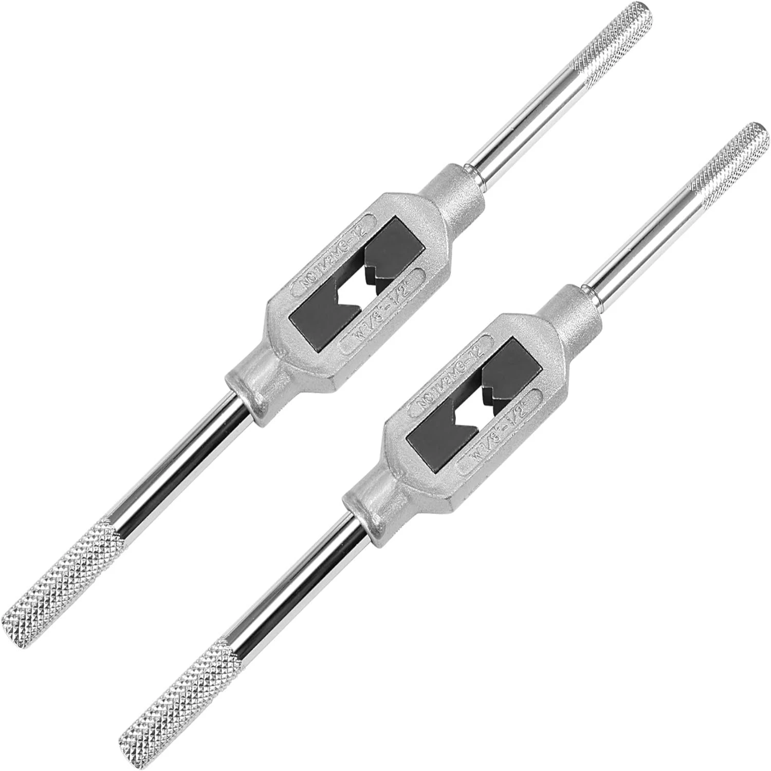 High-quality, adjustable medium carbon steel tap wrench set for precision machining jobs. Durable nickel-plated metric M3-M12 an